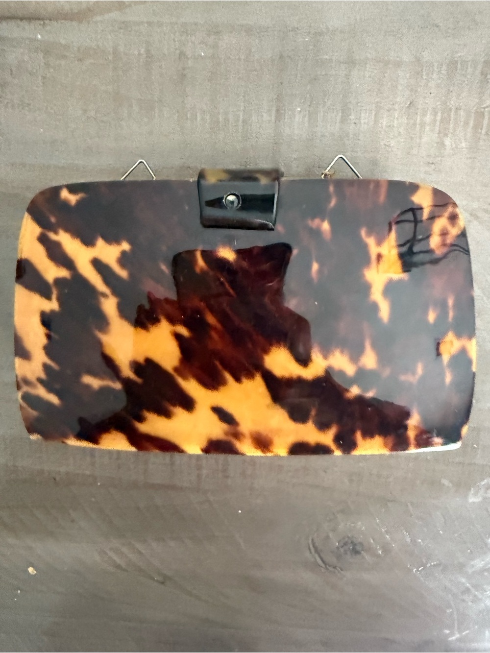 Tortoiseshell-Pattern Women's Clutch Wristlet in Brown & Amber